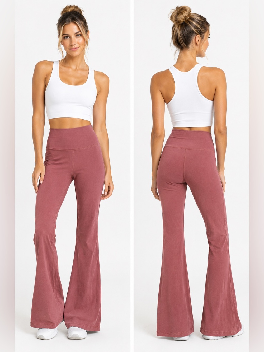 Pink Lily Flare Leggings High Rise dark Mauve Yoga Workout Pants Size S